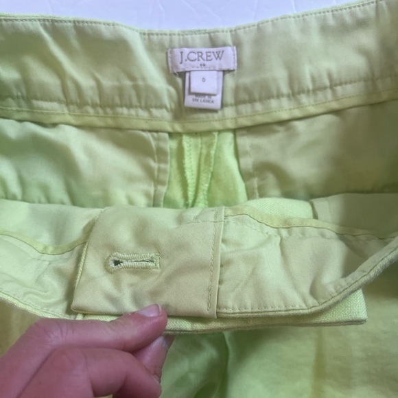 J.Crew Scalloped Hem Linen Blend Shorts – Size 0 – Neon Yellow - Picture 2 of 4